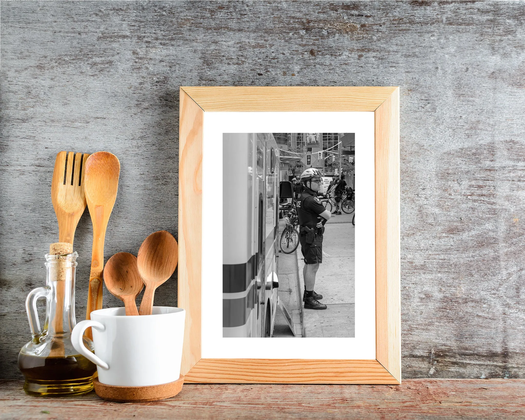 Policeman standing on the street | Wall Art
