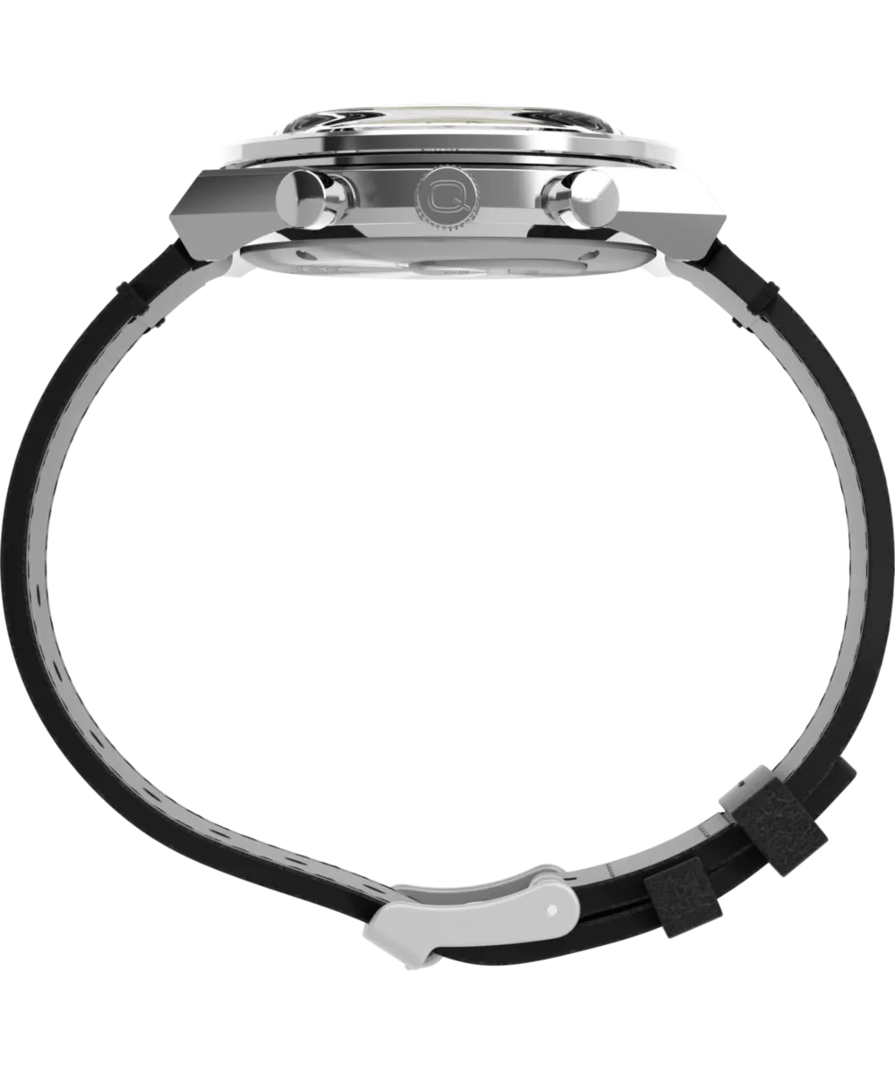 Q Timex Chronograph 40mm Leather Strap Watch