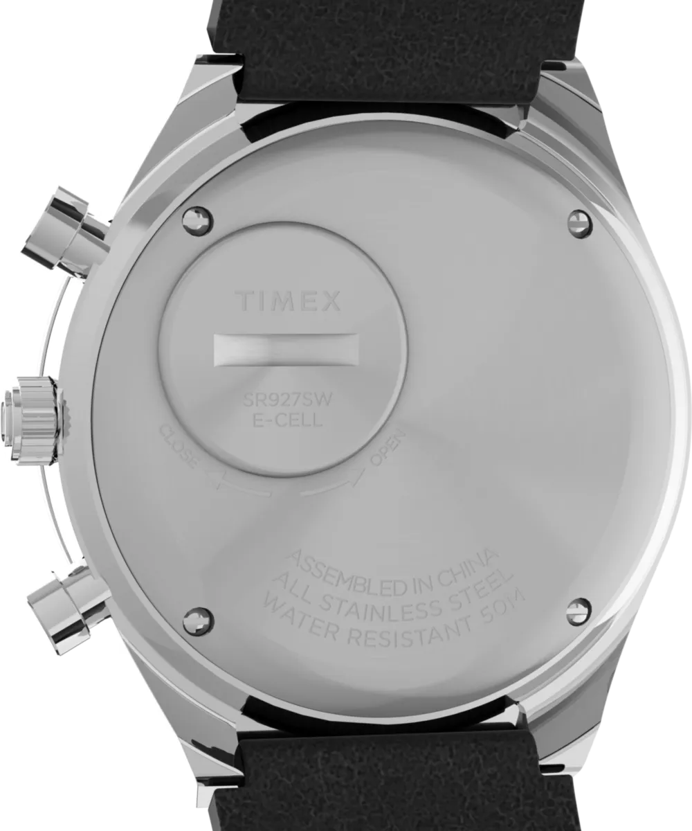 Q Timex Chronograph 40mm Leather Strap Watch