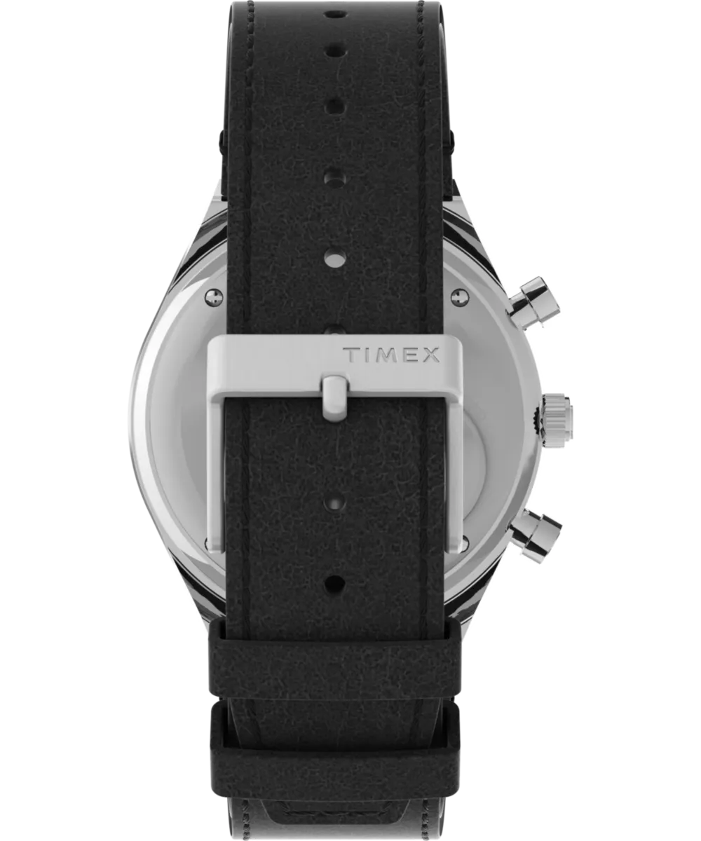 Q Timex Chronograph 40mm Leather Strap Watch