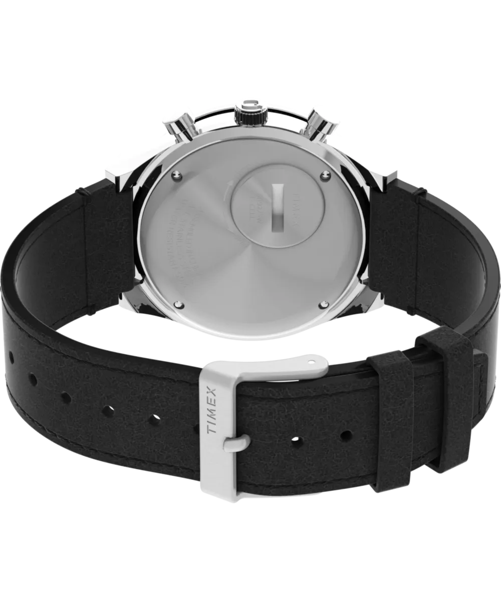 Q Timex Chronograph 40mm Leather Strap Watch
