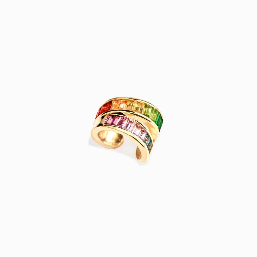 Rainbow Ear Cuff in Gold Vermeil