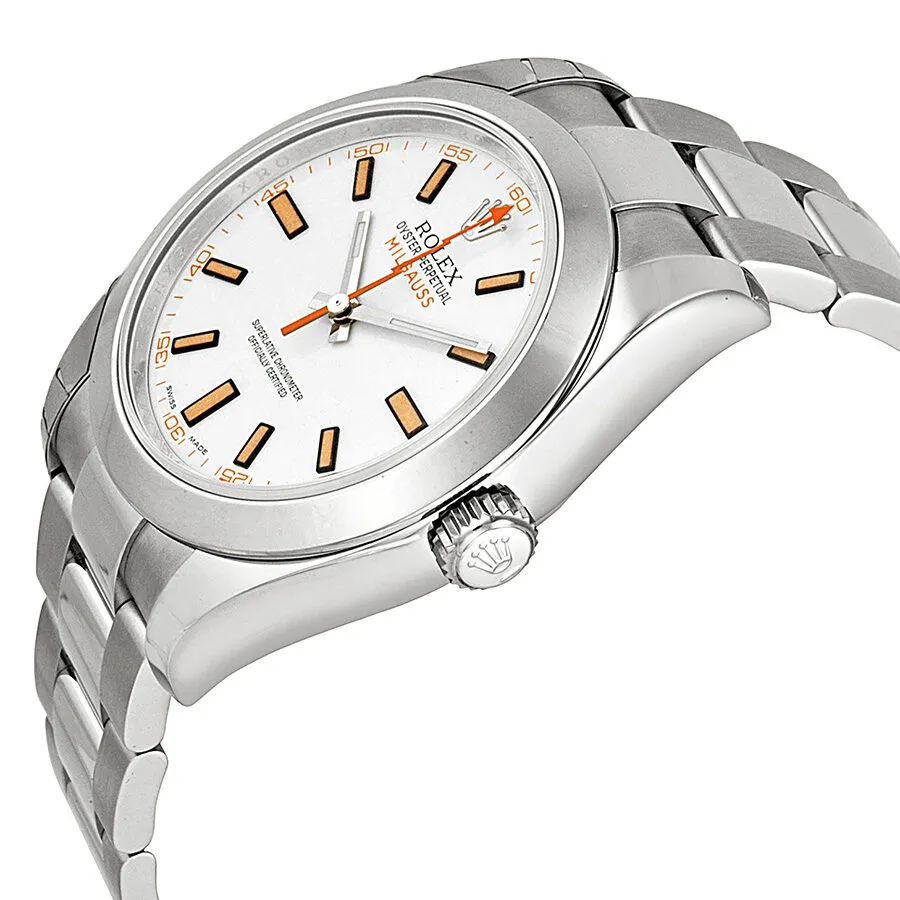 Rolex Milgauss White Dial Stainless Steel Oyster Bracelet Automatic Men's Watch 116400WSO