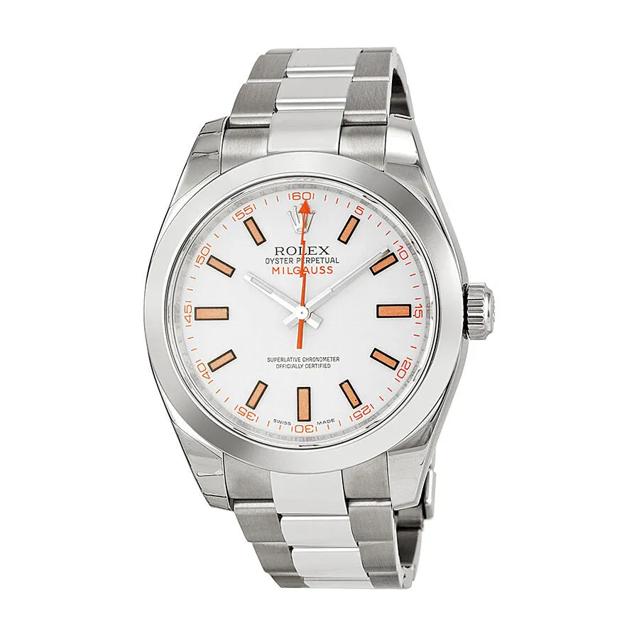 Rolex Milgauss White Dial Stainless Steel Oyster Bracelet Automatic Men's Watch 116400WSO