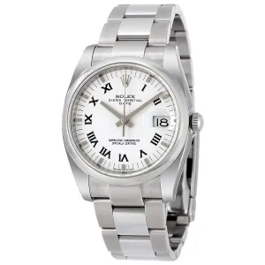 Rolex Oyster Perpetual Date 34 White Dial Stainless Steel Bracelet Automatic Men's Watch 115200WRO