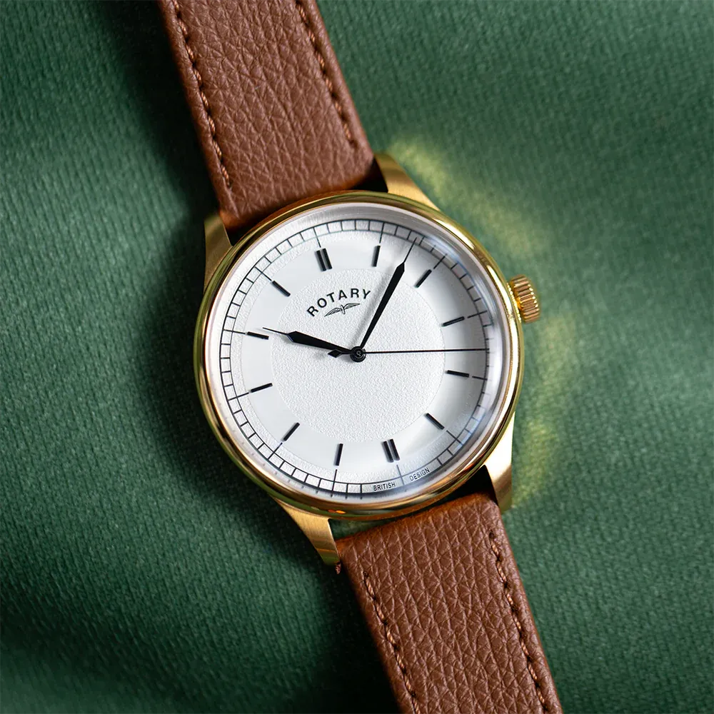 Rotary Gents Gold Plated Traditional Tan Leather Watch