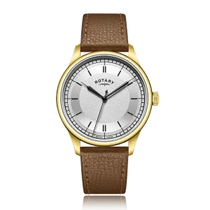 Rotary Gents Gold Plated Traditional Tan Leather Watch