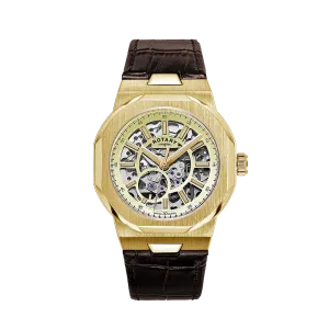 Rotary Skeleton Men's Yellow Gold Watch GS05418/03