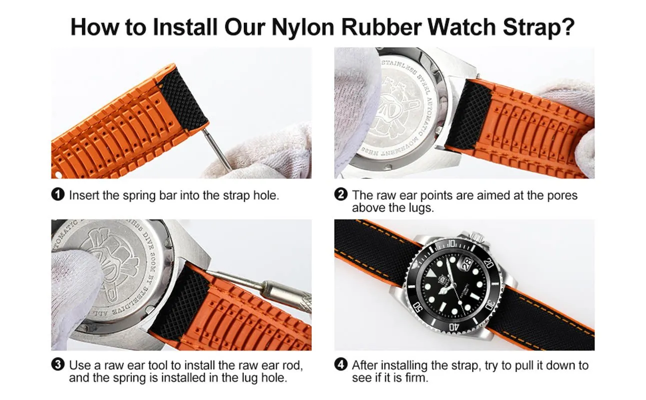 Rubber FKM watch strap , waterproof 18 mm, 20 mm, 22 mm, 24 mm.