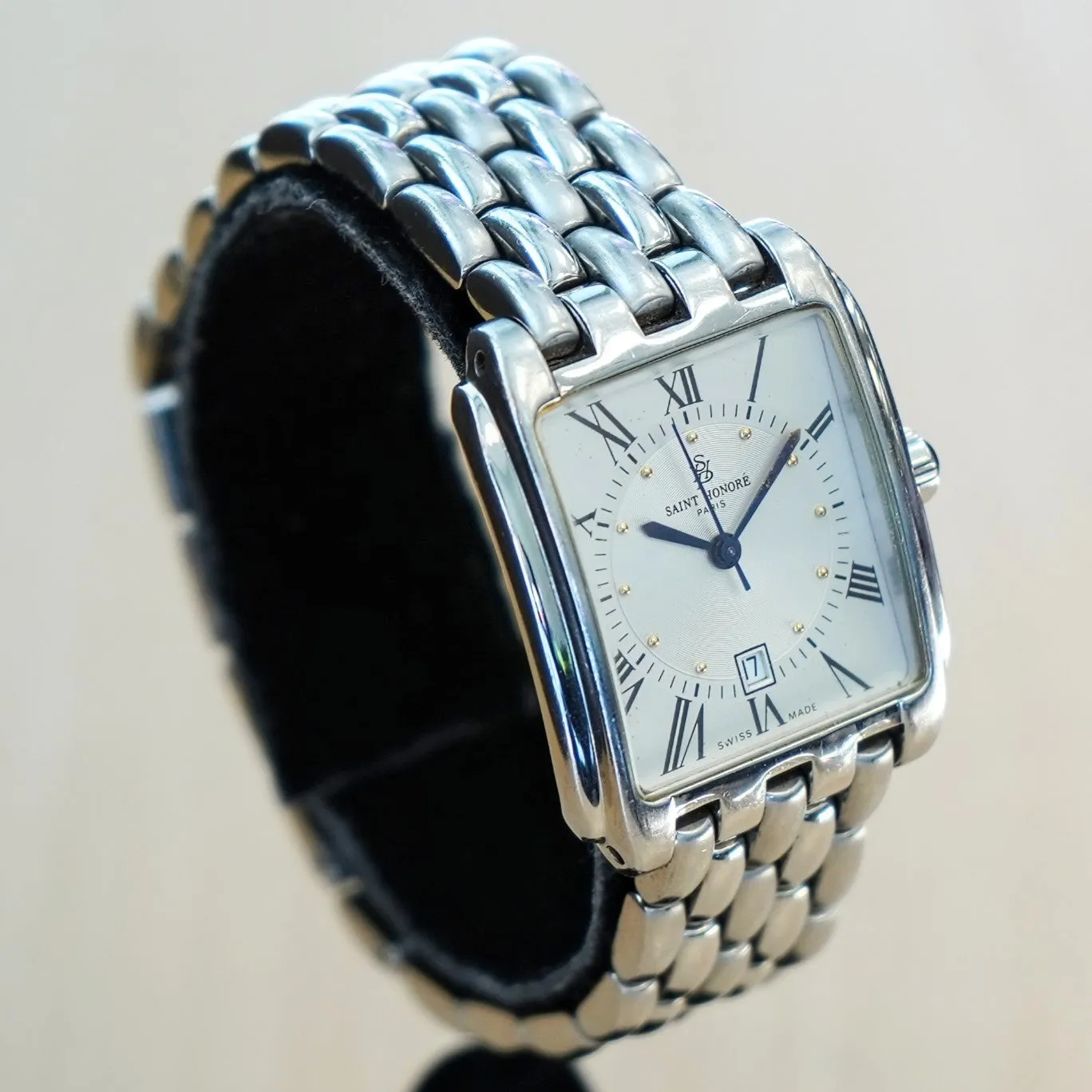 SAINT HONORE Paris Manhattan Watch Date Indicator ALL S.S. Wristwatch Swiss Made