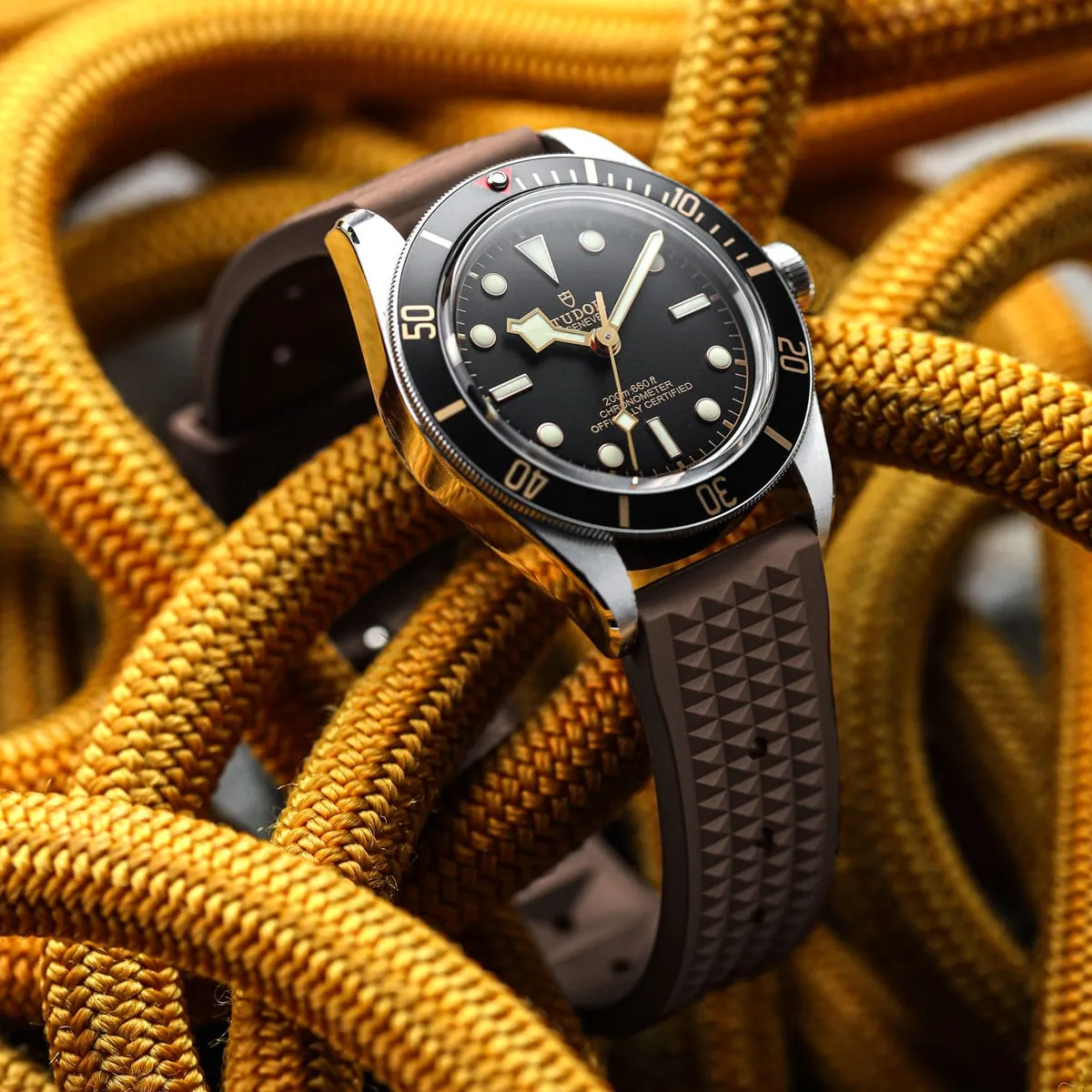 Seacroft Waffle FKM Rubber Dive Watch Strap - Brown