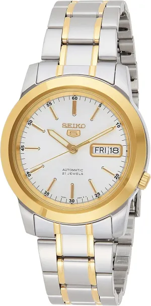 Seiko Men's SNKE54 5 Automatic White Dial Two-Tone Stainless Steel Watch
