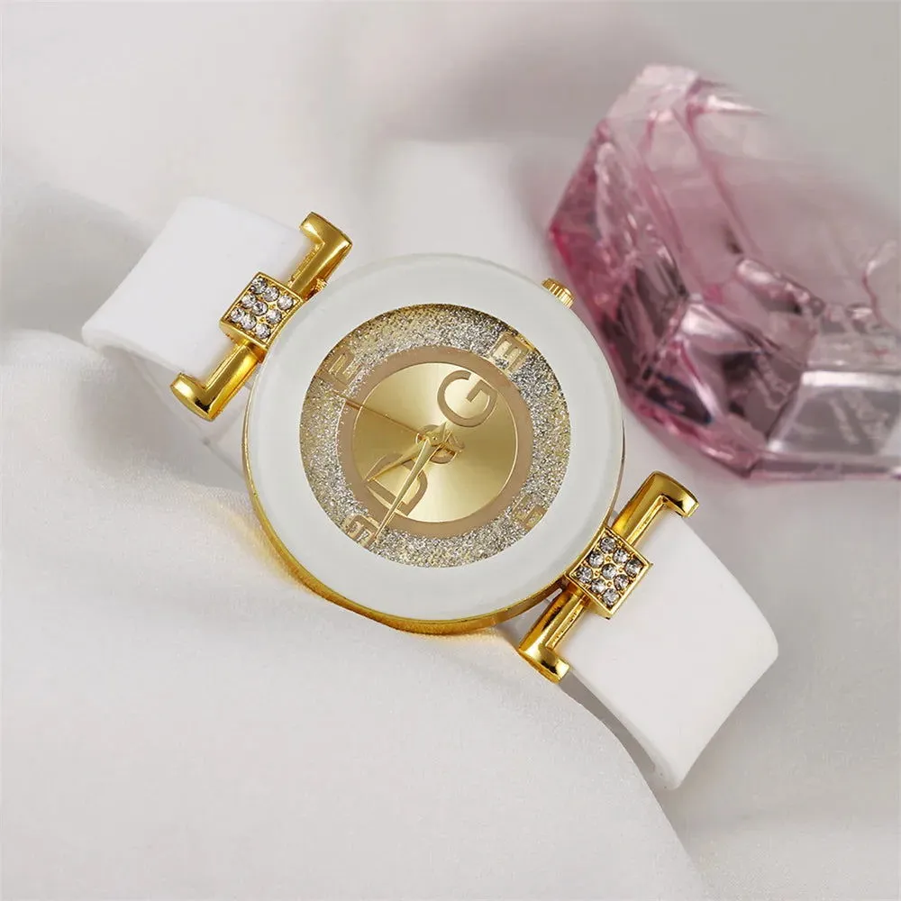 Simple Black White Quartz Watches Women Minimalist Design Silicone Strap Wristwatch Big Dial Women's Fashion Creative Watch