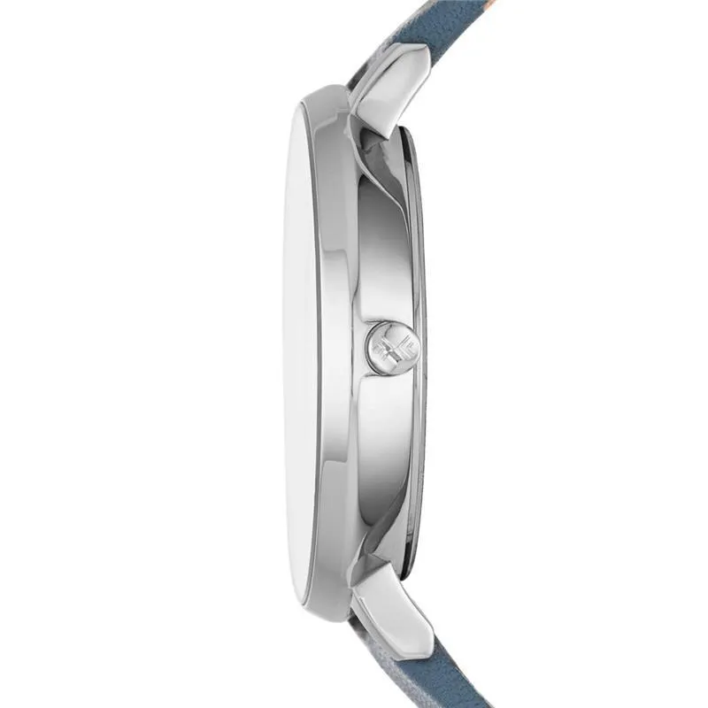Skagen Ditte White Dial Blue Leather Strap Ladies Watch SKW2335