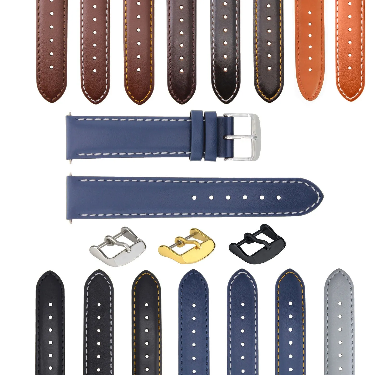 SMOOTH LEATHER WATCH BAND STRAP FOR LONGINES WATCH - 22MM