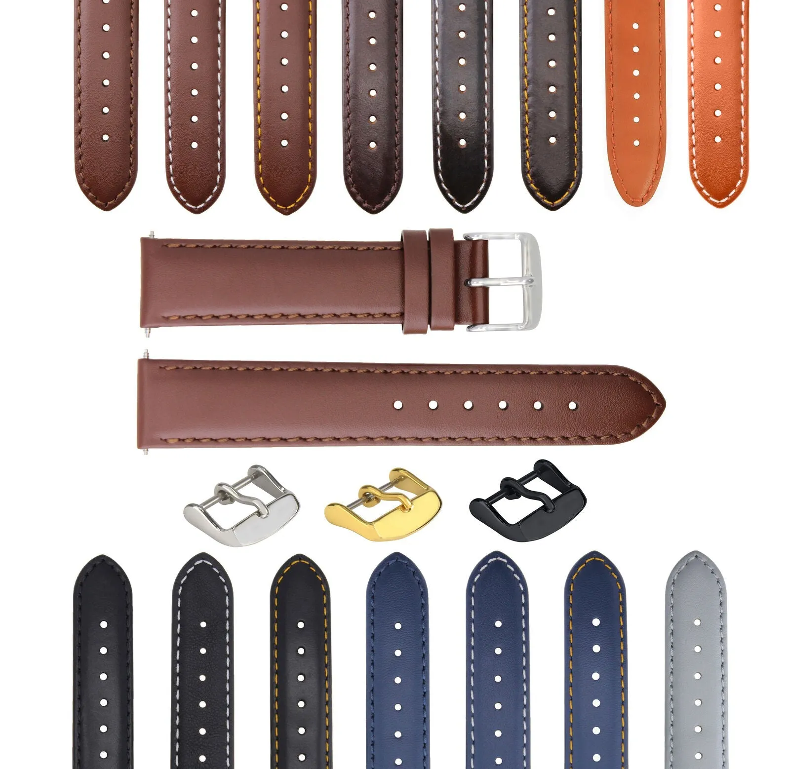 SMOOTH LEATHER WATCH BAND STRAP FOR LONGINES WATCH - 22MM