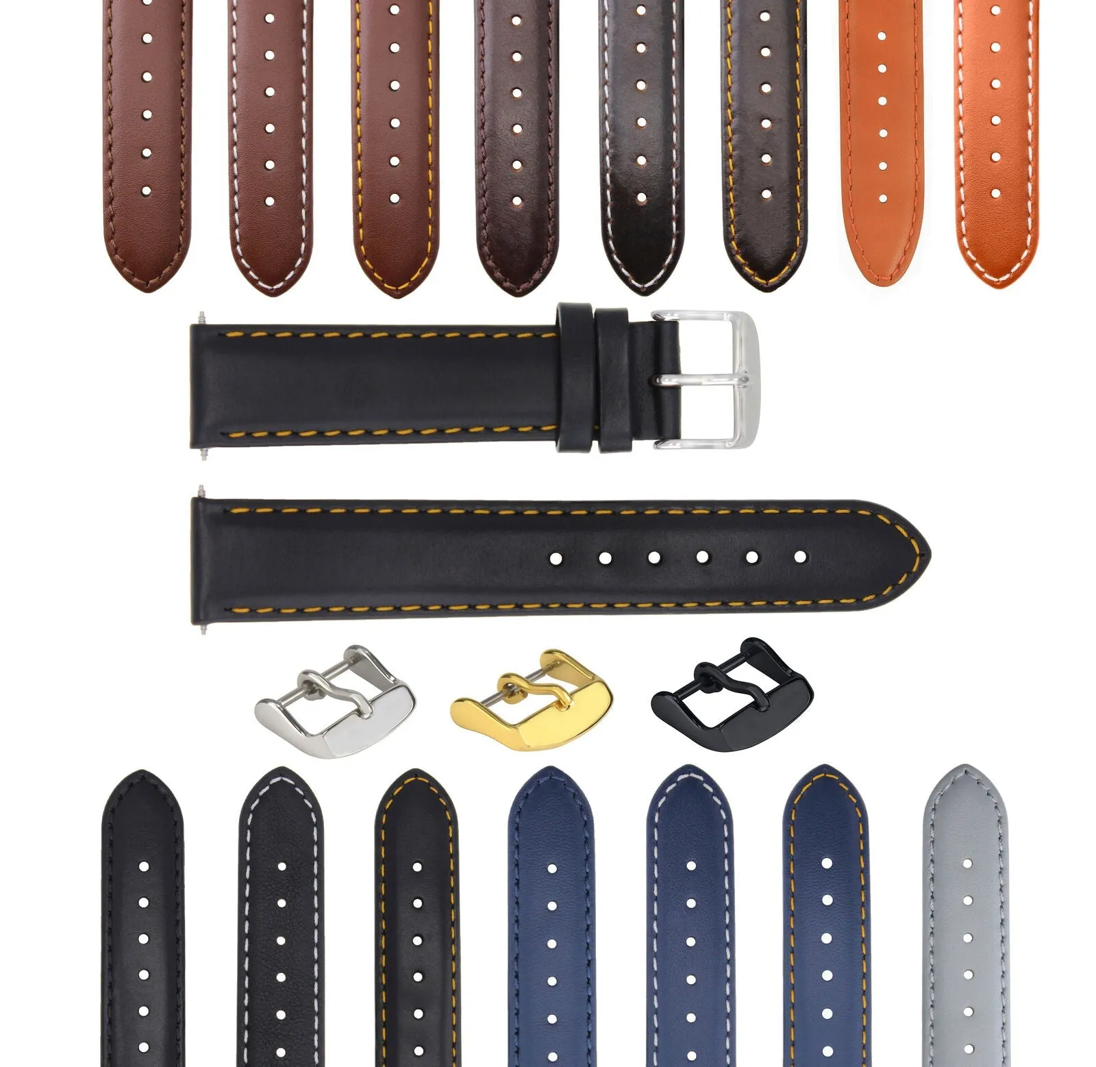 SMOOTH LEATHER WATCH BAND STRAP FOR LONGINES WATCH - 22MM