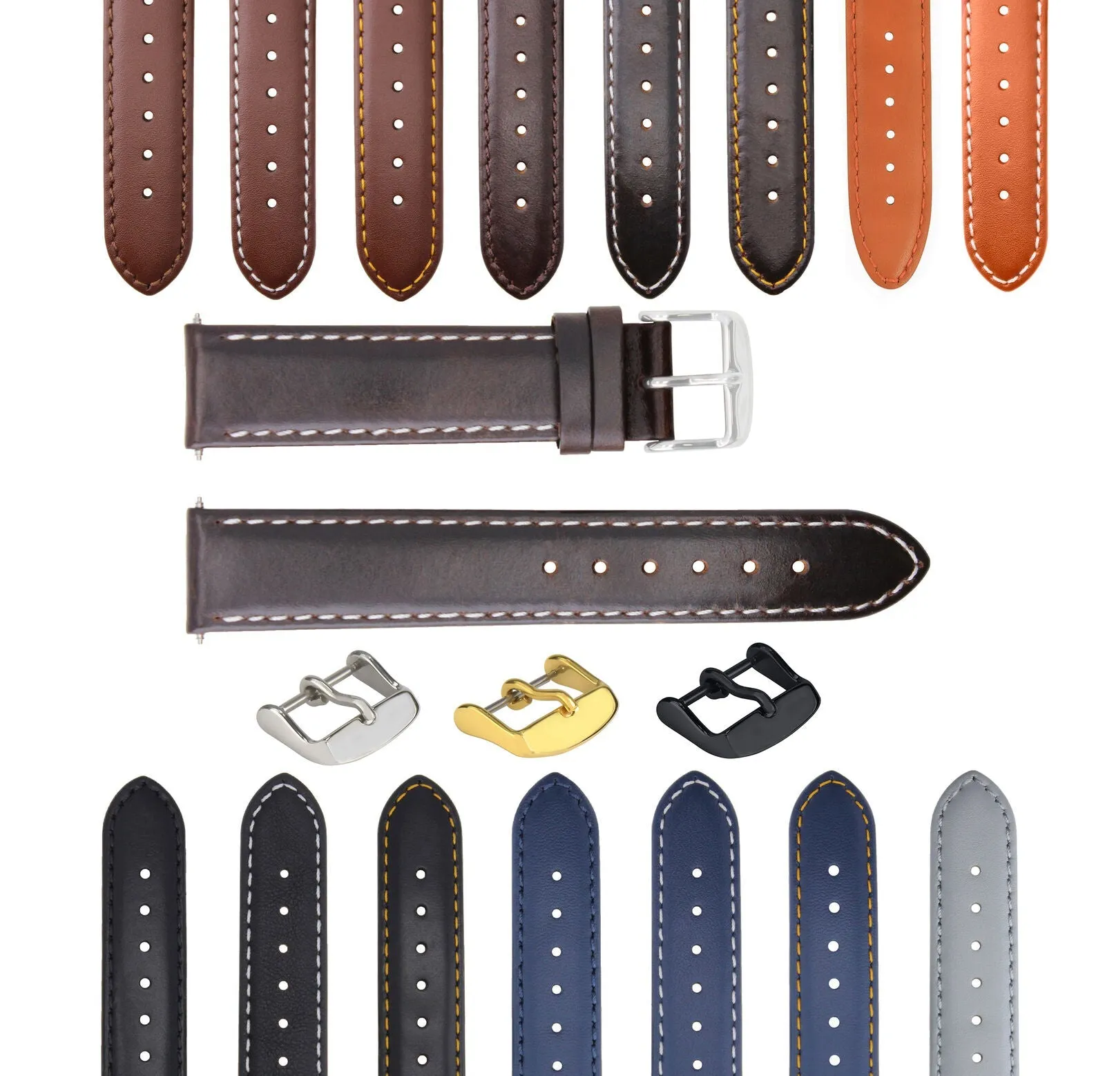 SMOOTH LEATHER WATCH BAND STRAP FOR LONGINES WATCH - 22MM