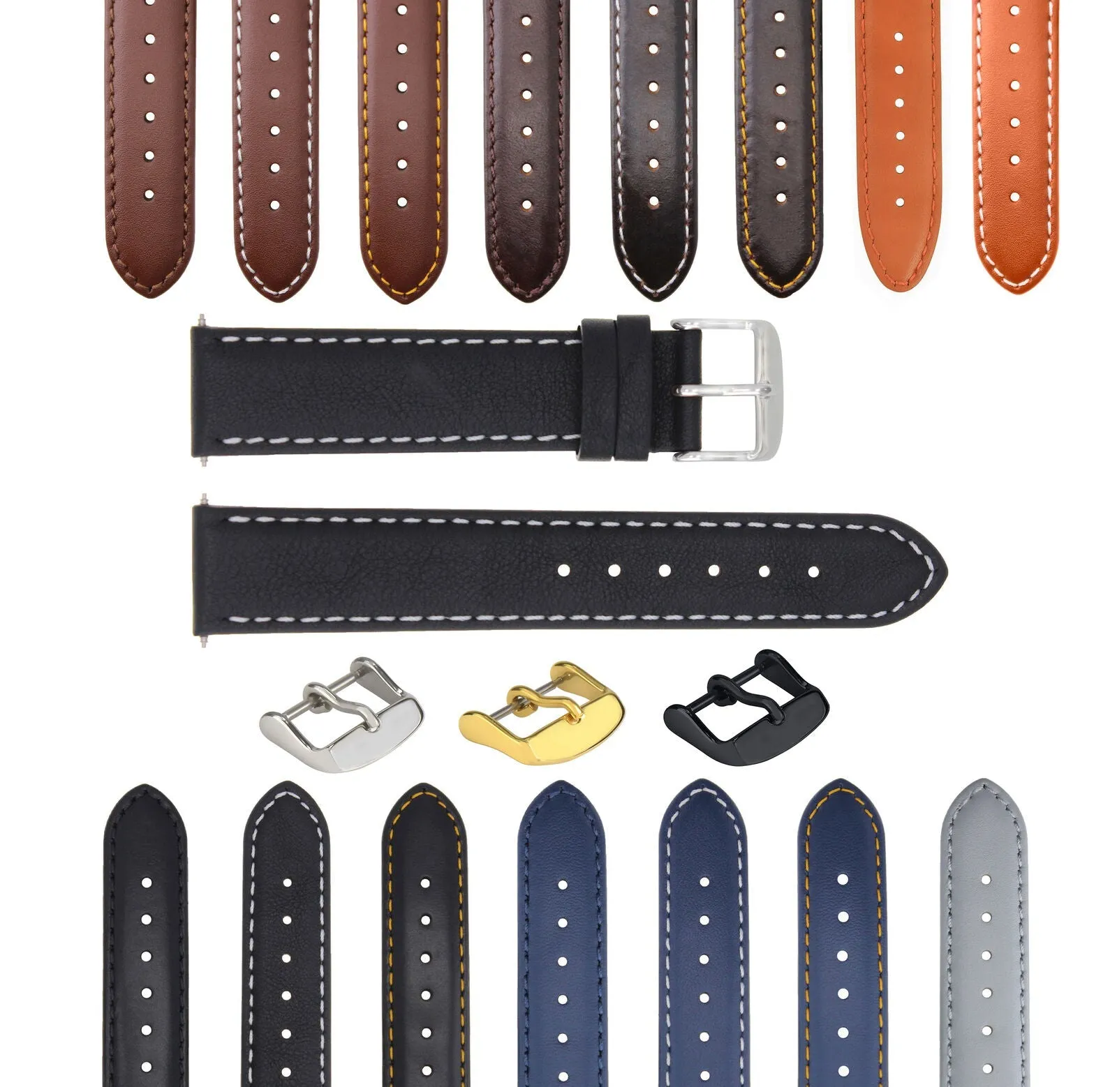 SMOOTH LEATHER WATCH BAND STRAP FOR LONGINES WATCH - 22MM
