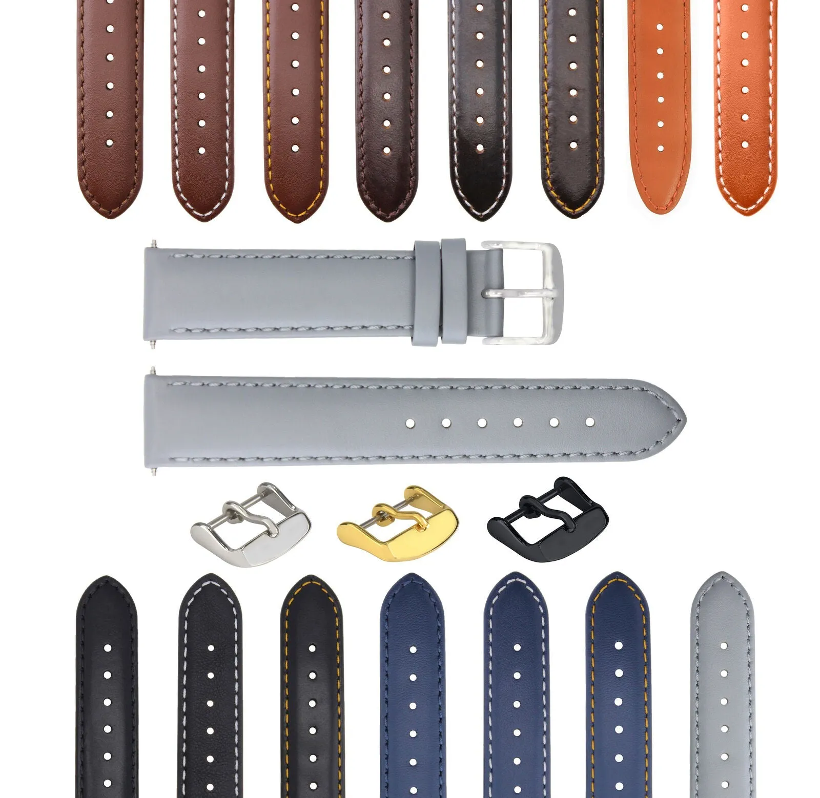 SMOOTH LEATHER WATCH BAND STRAP FOR LONGINES WATCH - 22MM