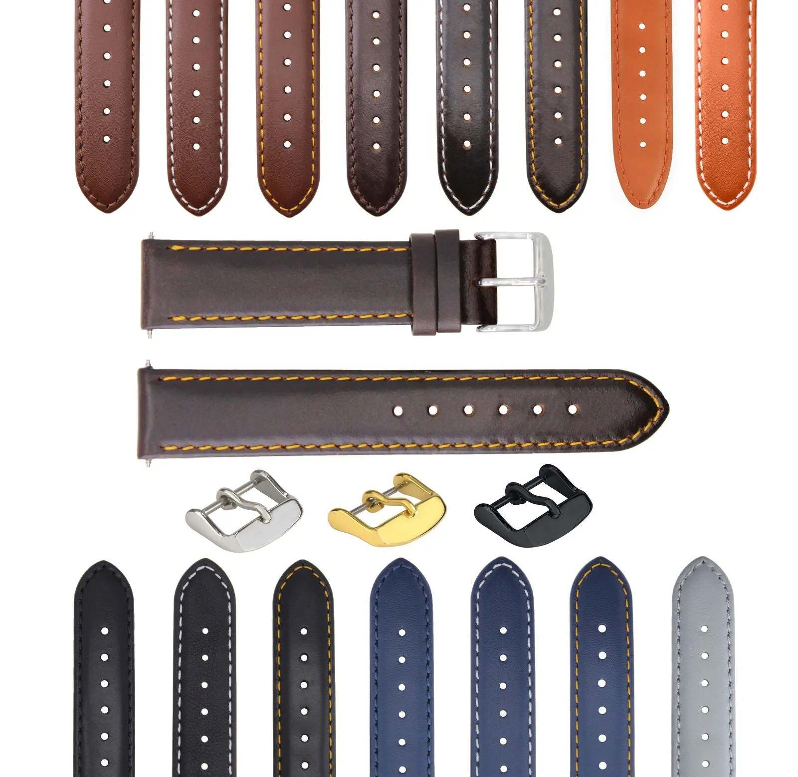 SMOOTH LEATHER WATCH BAND STRAP FOR LONGINES WATCH - 22MM