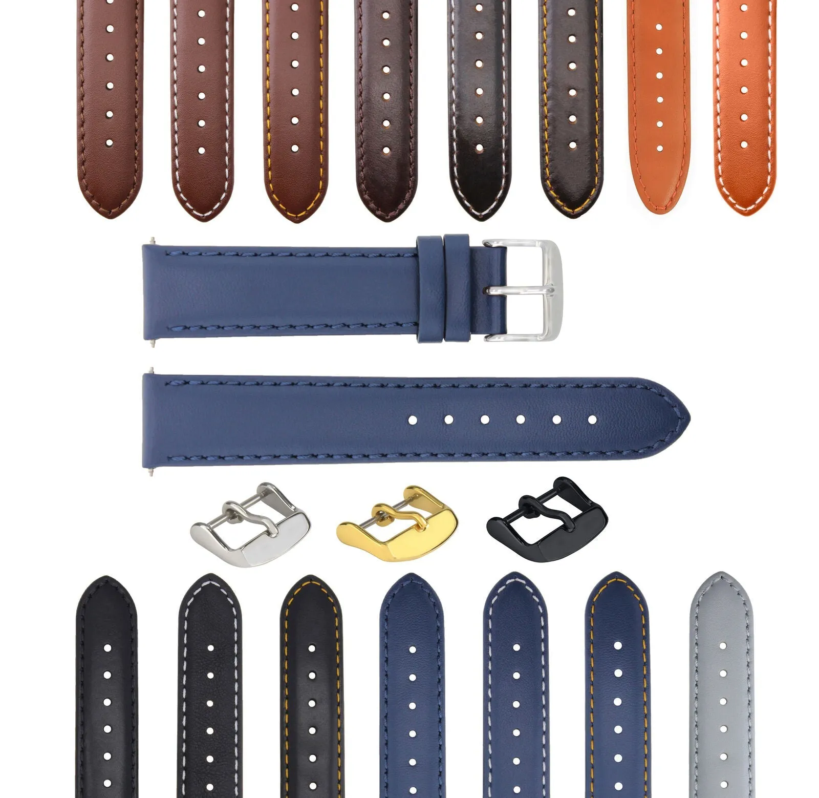 SMOOTH LEATHER WATCH BAND STRAP FOR LONGINES WATCH - 22MM