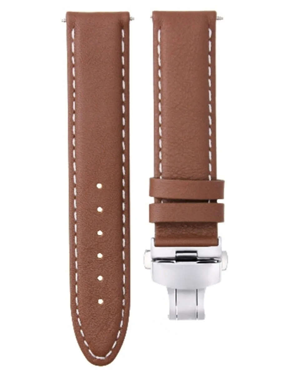 SMOOTH LEATHER WATCH BAND STRAP FOR TISSOT WATCH DEPLOYMENT - 18MM