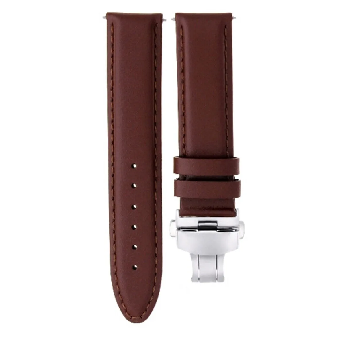 SMOOTH LEATHER WATCH BAND STRAP FOR TISSOT WATCH DEPLOYMENT - 18MM