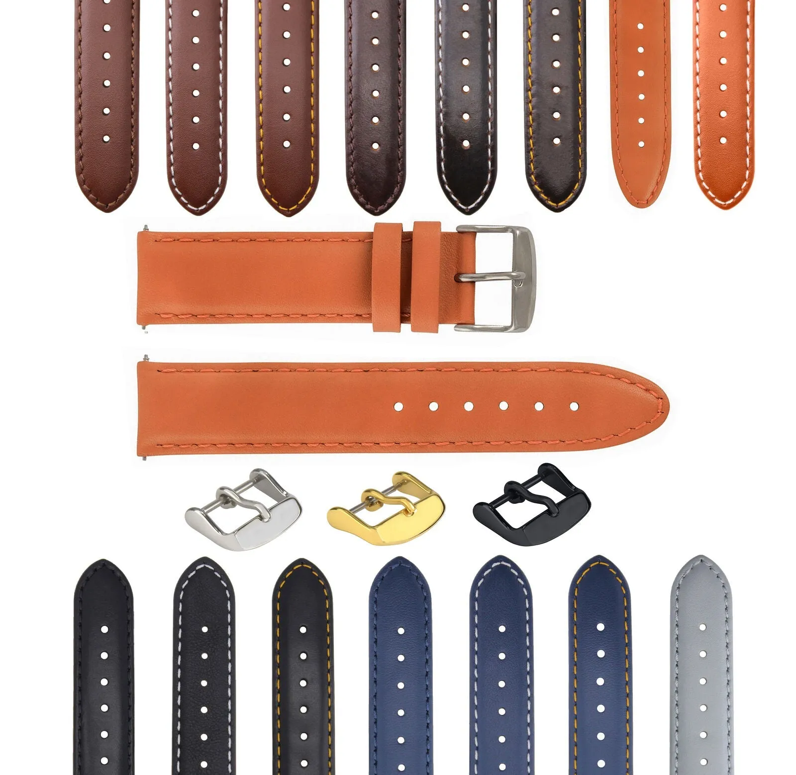 SMOOTH LEATHER WATCH BAND STRAP FOR TUDOR WATCH - 22MM