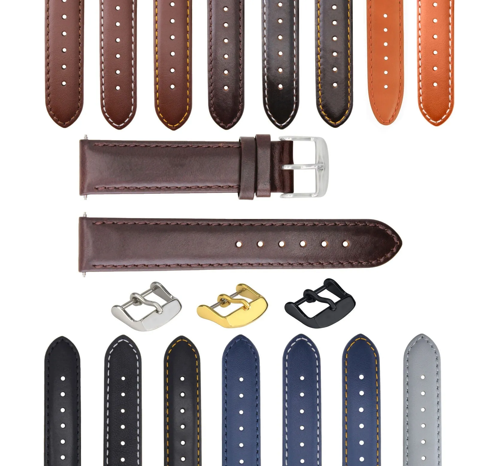 SMOOTH LEATHER WATCH BAND STRAP FOR TUDOR WATCH - 22MM