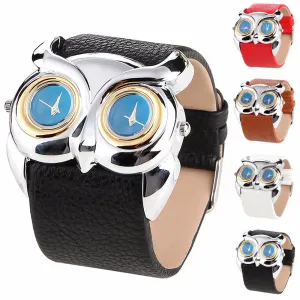 Superior PU Leather Owl Double Dual Dial 30M Waterproof Sport Wrist Watch Superior PU Leather Owl Double Dual Dial 30M Waterproof Sport Wrist Watch