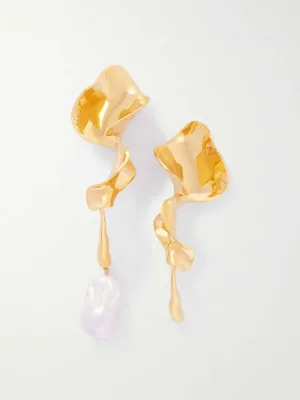 Tidal gold-plated faux pearl earrings