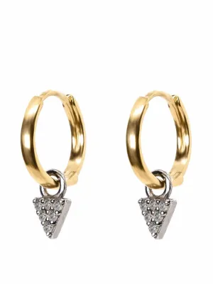 Tiny diamond charm huggie hoops