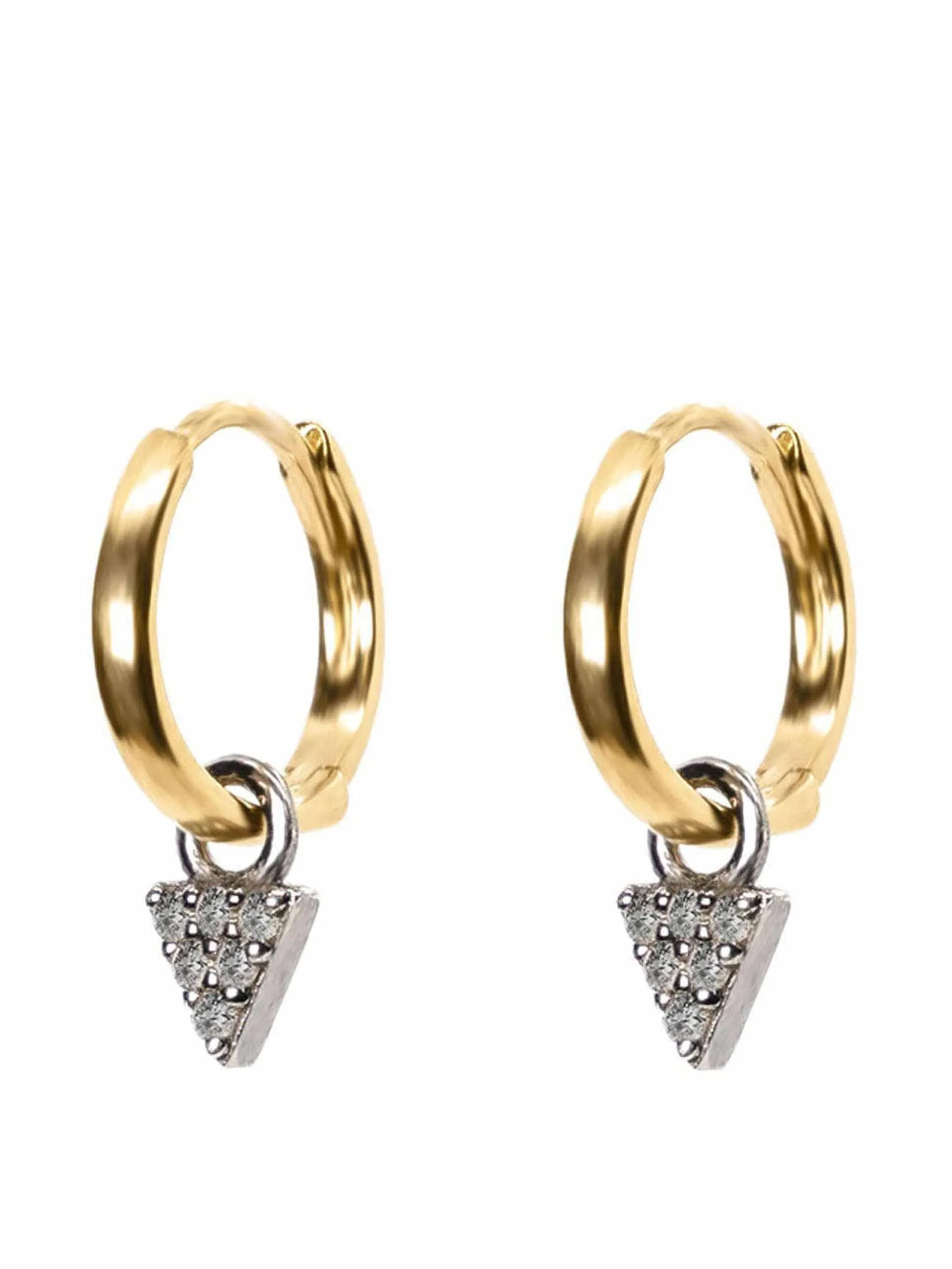 Tiny diamond charm huggie hoops