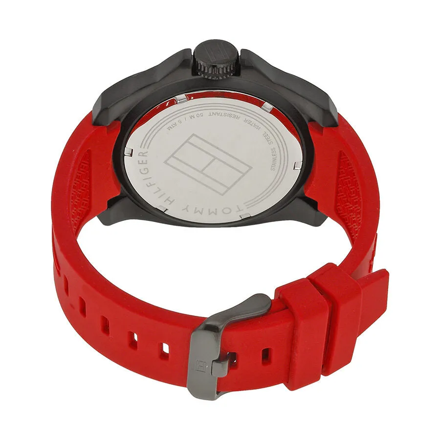 Tommy Hilfiger Black and Red Dial Red Rubber Men's 1791112