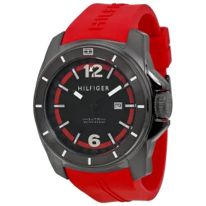 Tommy Hilfiger Black and Red Dial Red Rubber Men's 1791112