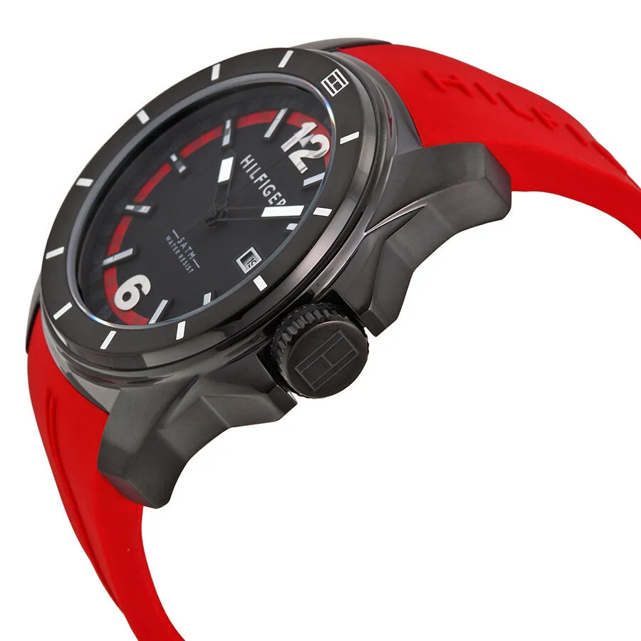 Tommy Hilfiger Black and Red Dial Red Rubber Men's 1791112