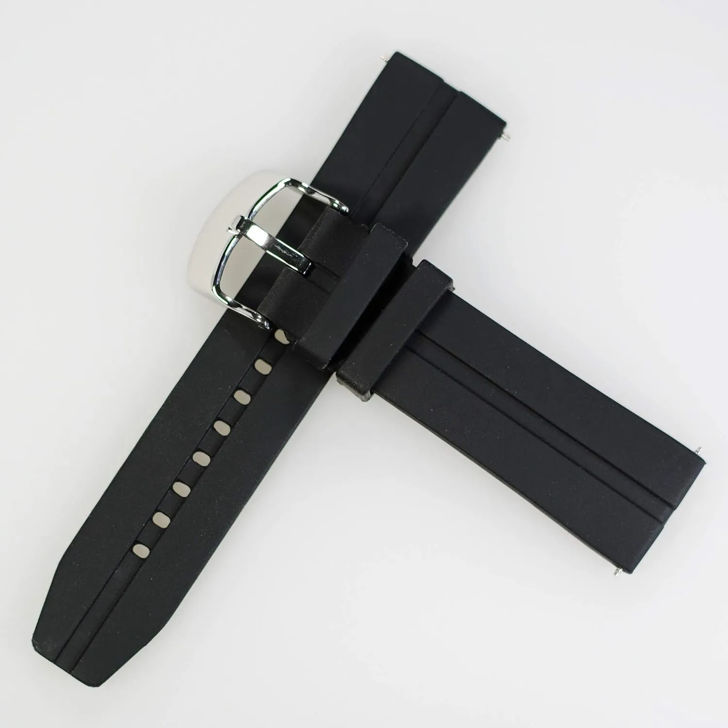 Watch Bands - Soft Silicone watch straps and Stainless Steel Interchangeable Watch Band Straps,Choose Color & Width -24mm,22mm,20mm,18mm Silky Soft Rubber Watch Bands