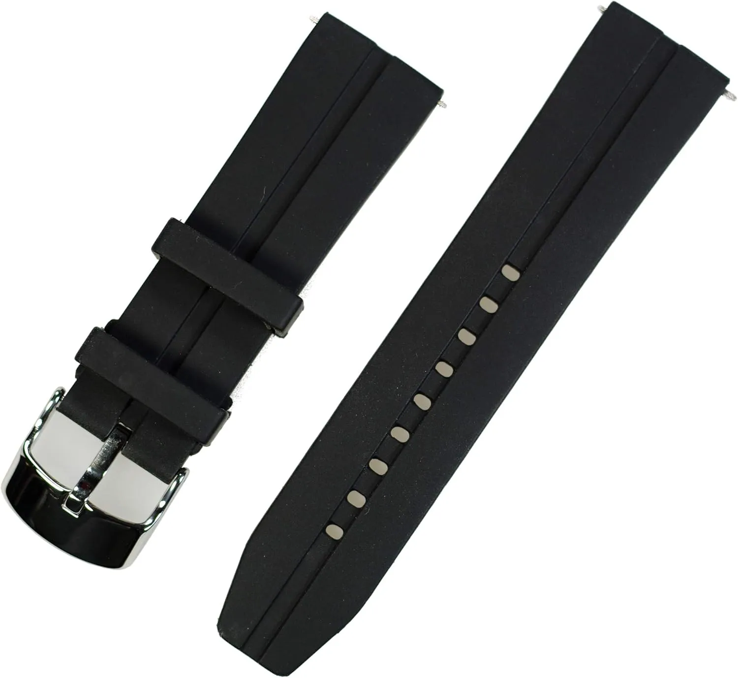 Watch Bands - Soft Silicone watch straps and Stainless Steel Interchangeable Watch Band Straps,Choose Color & Width -24mm,22mm,20mm,18mm Silky Soft Rubber Watch Bands