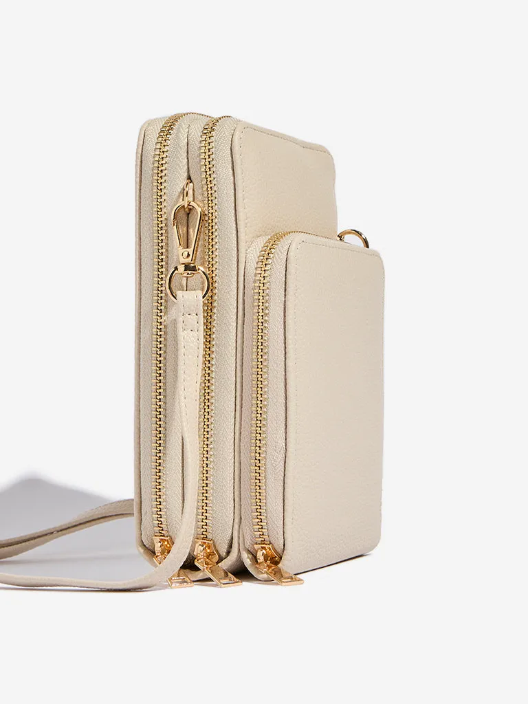 Westside Light Beige Textured Sling Bag