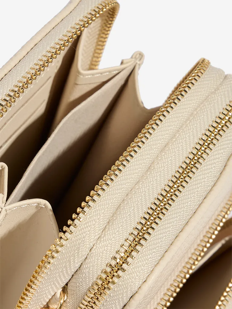 Westside Light Beige Textured Sling Bag