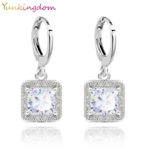 Yunkingdom 5 Colors  New Hot Sale  Gold Color Zircon Gem Big Brand earrings Small Dangler for Women Fashion Jewelry